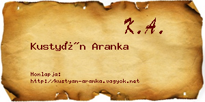 Kustyán Aranka névjegykártya